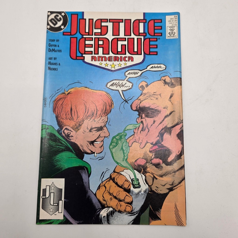 DC Justice League America 33 Comic Book Dec 1989 Adam Hughes Art Copper Age JLA